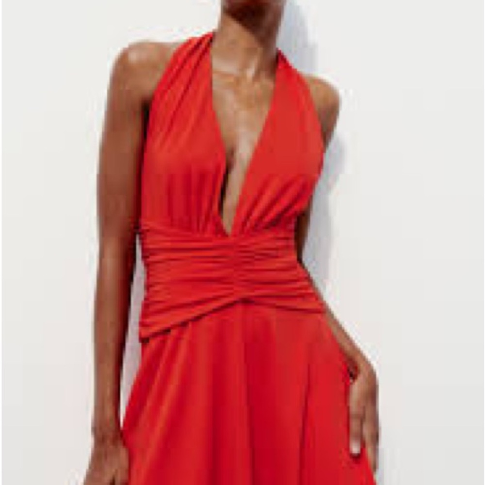 Zara Red Halter Mini Dress